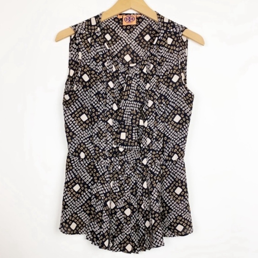Tory Burch Silk Peplum Ruffle Blouse Size 6
